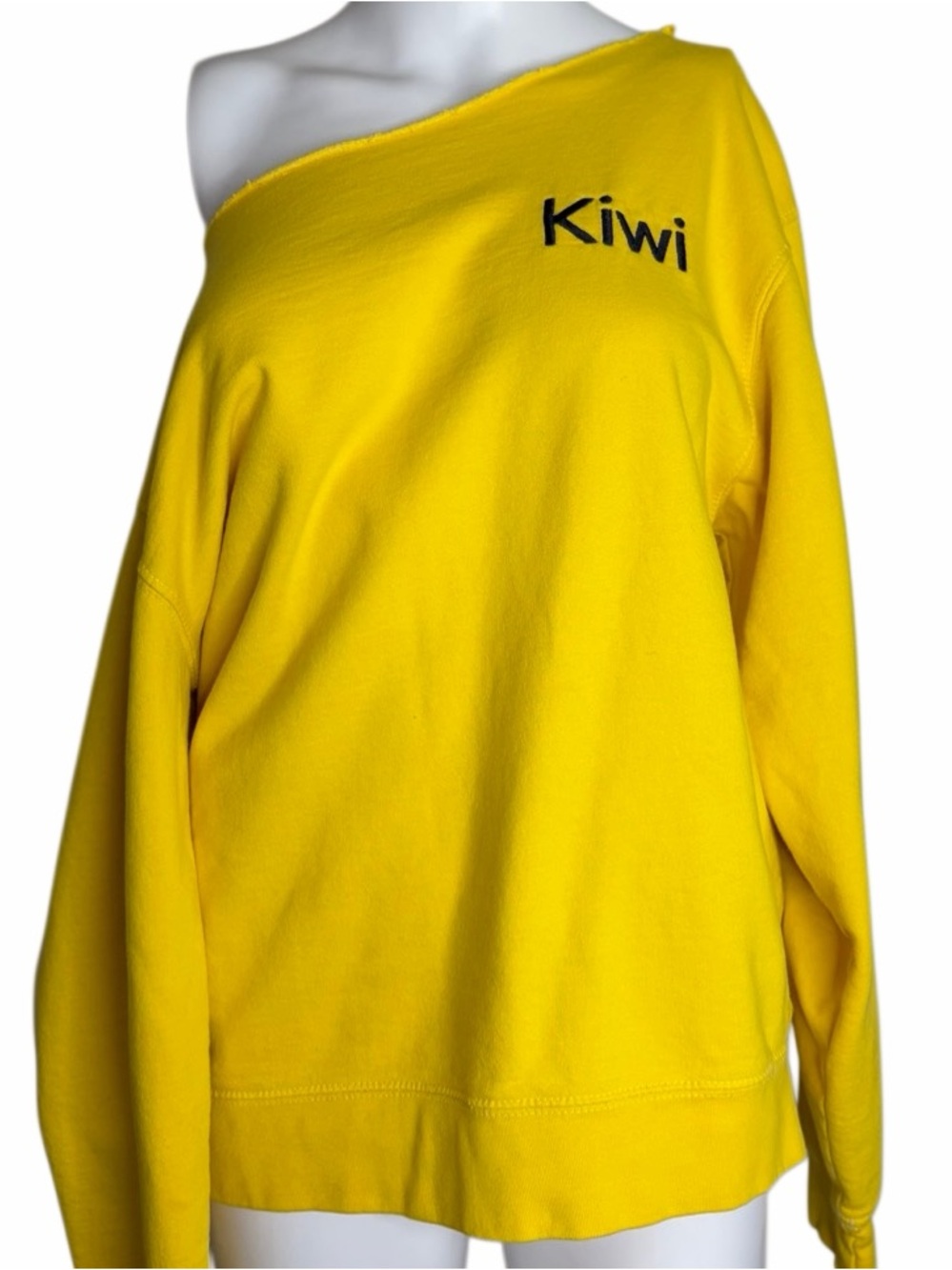 Harry Styles Kiwi Bright Yellow Off-Shoulder Sweatshirt Size Small